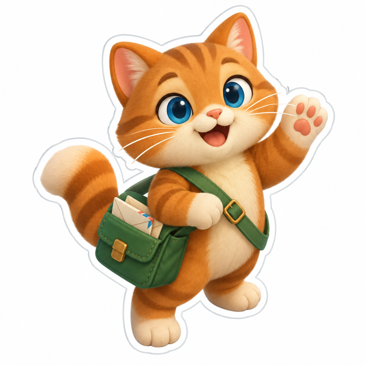 Cinnamon-Colored Cat Courier With Blue Eyes Vinyl Sticker Decal