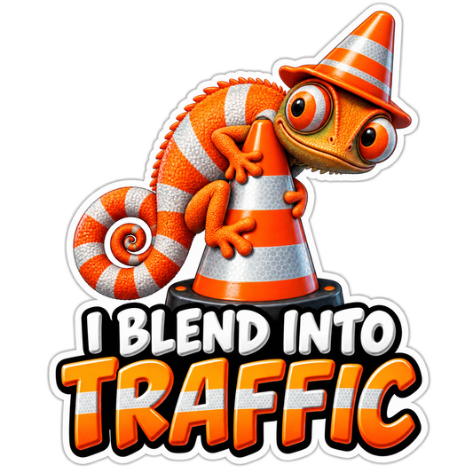 I Blend Into Traffic Chameleon Cone Vinyl Sticker Decal