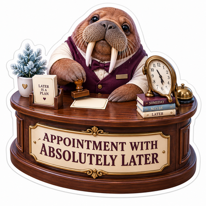 Appointment With Absolutely Later Walrus Vinyl Sticker Decal