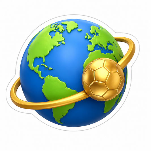 Earth with Orbiting Golden Soccer Ball Vinyl Sticker Decal