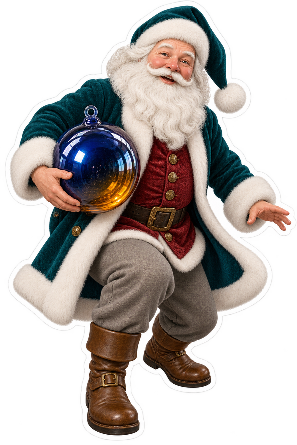Santa Victorian Hand Blown Glass Witch Ball Vinyl Sticker Decal