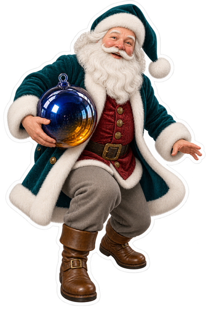Santa Victorian Hand Blown Glass Witch Ball Vinyl Sticker Decal