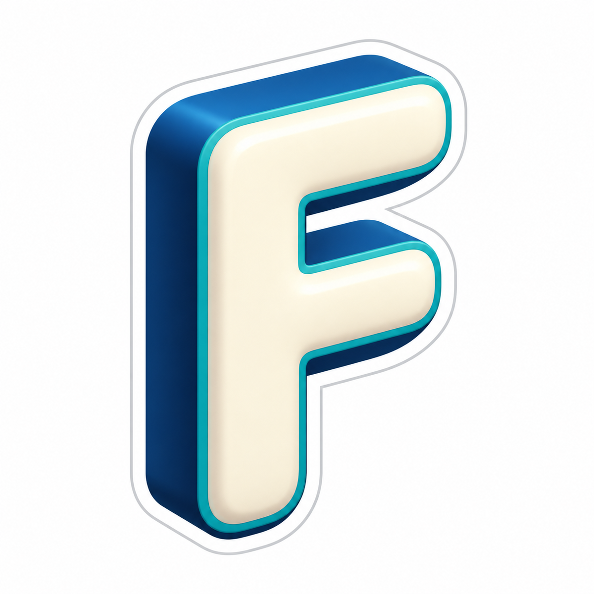 Uppercase Letter F In Cream Vinyl Sticker Decal