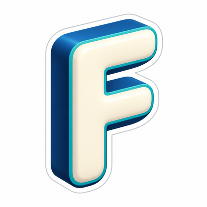 Uppercase Letter F In Cream Vinyl Sticker Decal