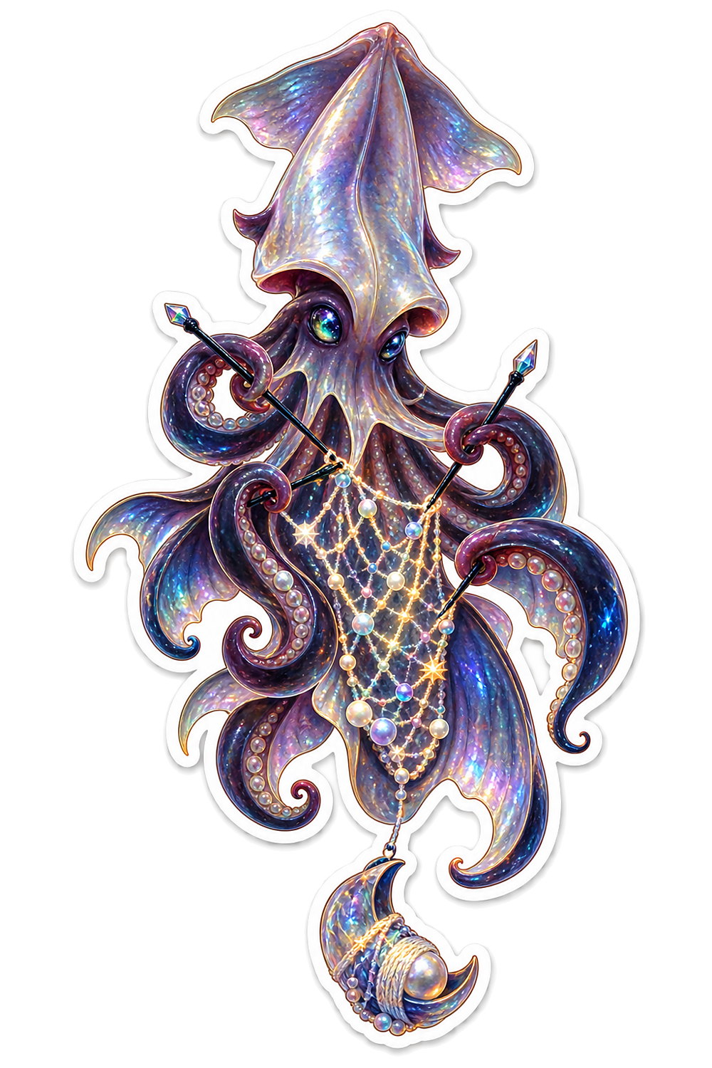 Pearl Vampire Squid Constellation Knitter Vinyl Sticker Decal