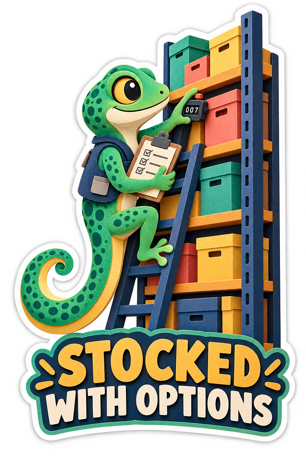 Stocked With Options Chameleon Books Vinyl Sticker Decal