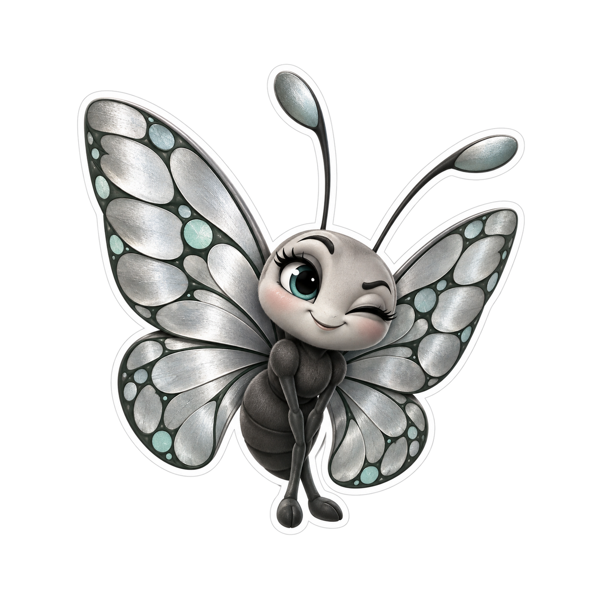 Butterfly Silver Shieldwink Vinyl Sticker Decal