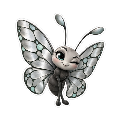 Butterfly Silver Shieldwink Vinyl Sticker Decal