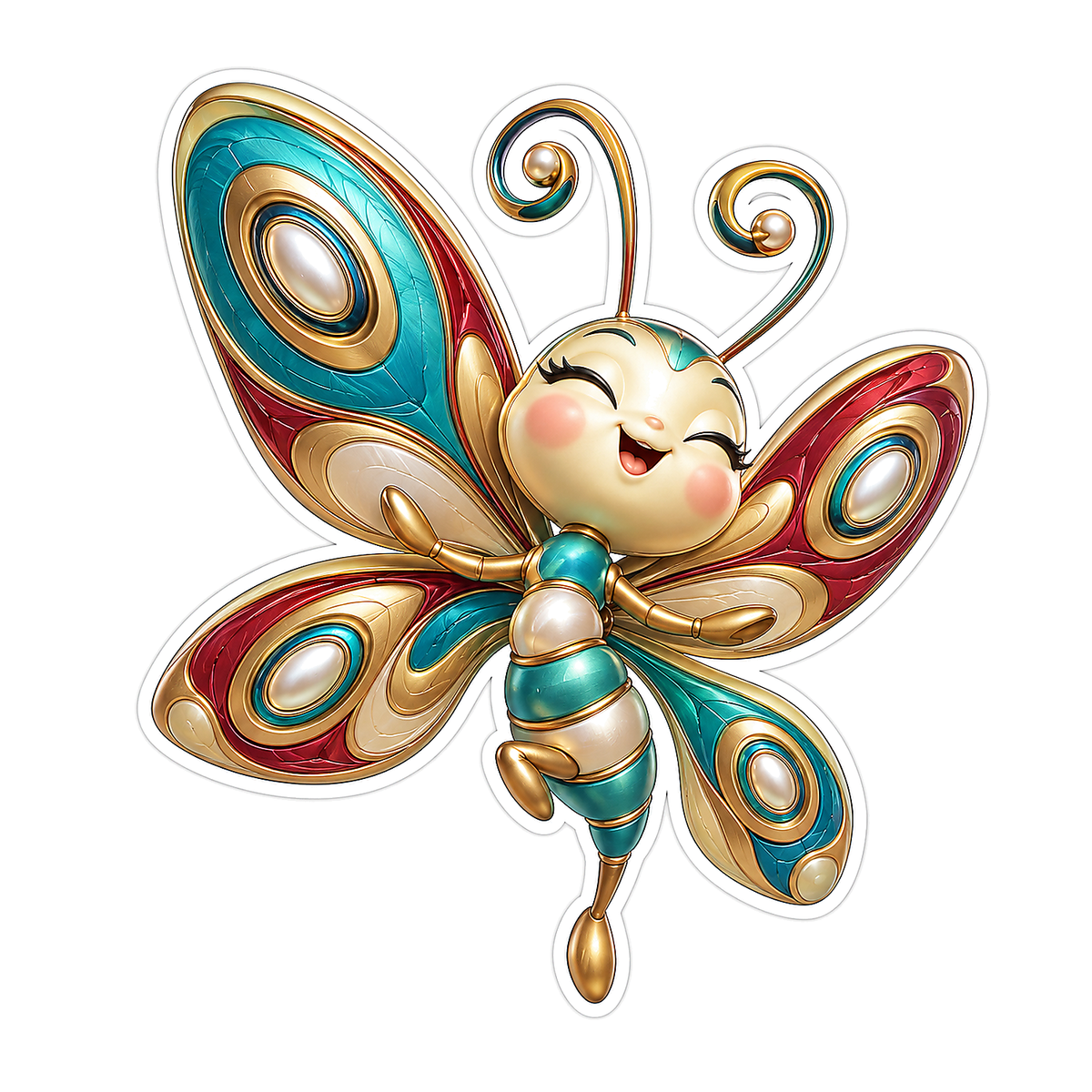 Butterfly Turquoise Jewel Bearing Pirouette Vinyl Sticker Decal