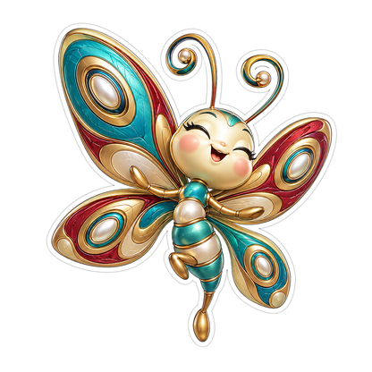 Butterfly Turquoise Jewel Bearing Pirouette Vinyl Sticker Decal
