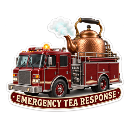 Emergency Tea Response Fire Engine Vinyl Sticker Decal