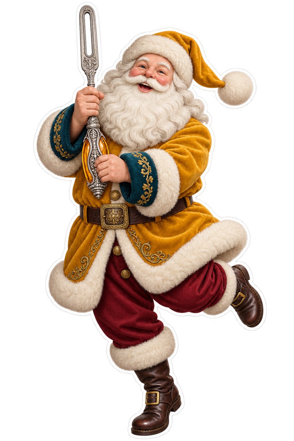 Santa Victorian Silver Ribbon Threader Vinyl Sticker Decal