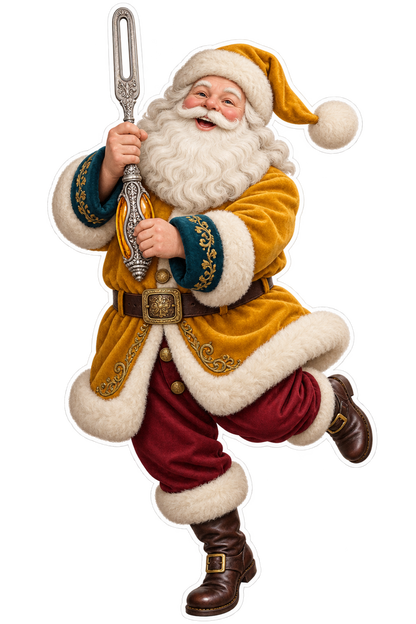 Santa Victorian Silver Ribbon Threader Vinyl Sticker Decal