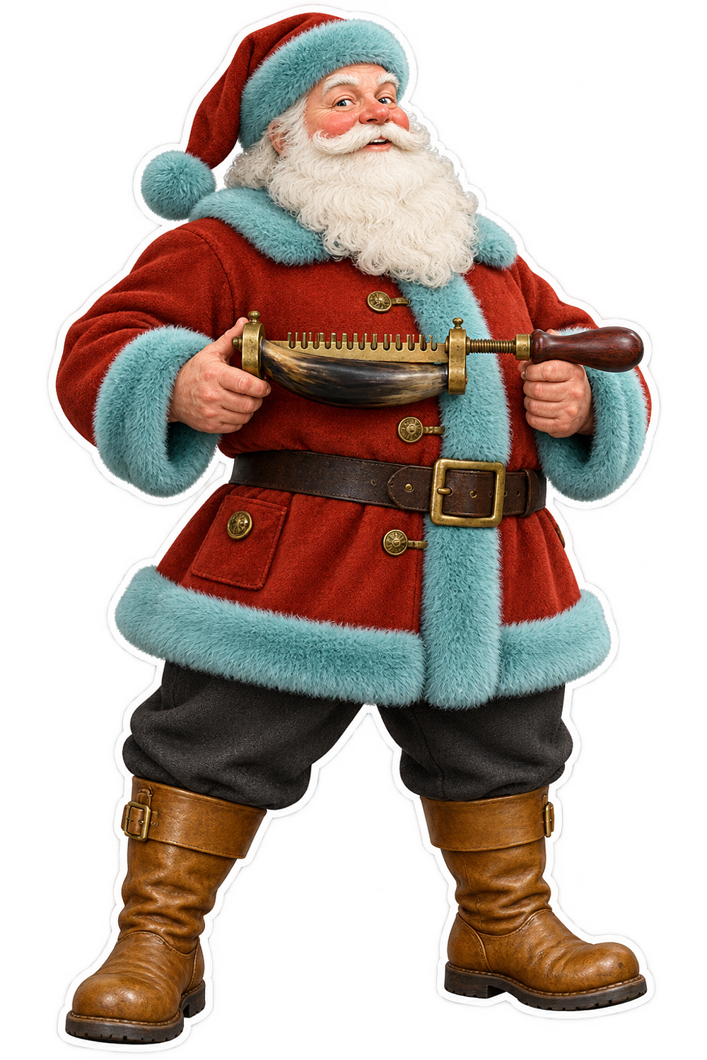 Santa Antique Horn Brass Comb Tooth Setter Vinyl Sticker Decal