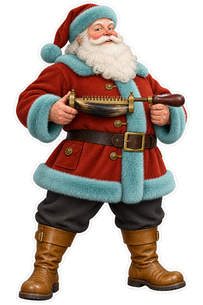 Santa Antique Horn Brass Comb Tooth Setter Vinyl Sticker Decal