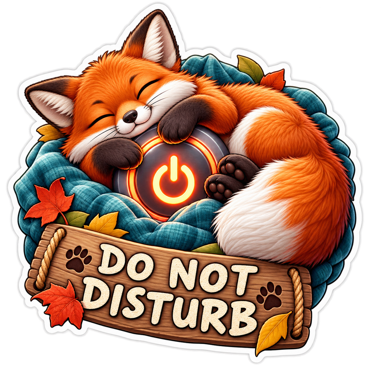 Do Not Disturb Fox with Power Symbol Vinyl Sticker Decal