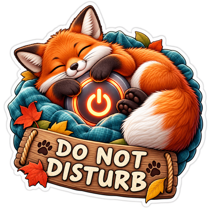 Do Not Disturb Fox with Power Symbol Vinyl Sticker Decal