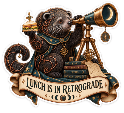 Lunch Is in Retrograde Otter Telescope Vinyl Sticker Decal