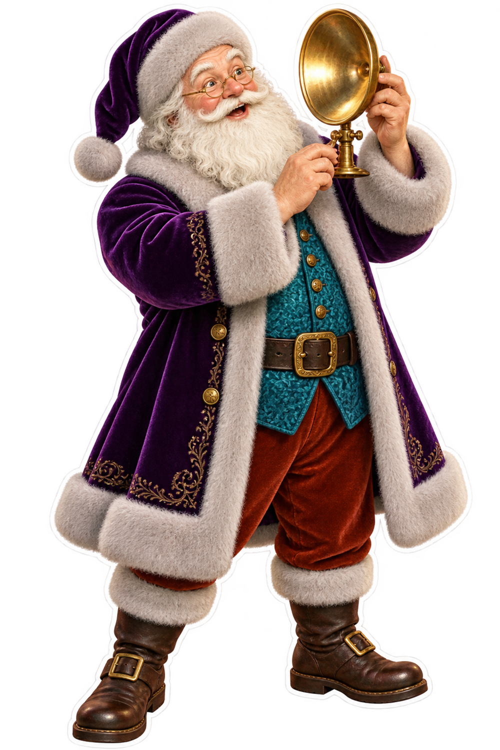 Santa Antique Brass Candle Reflector Vinyl Sticker Decal