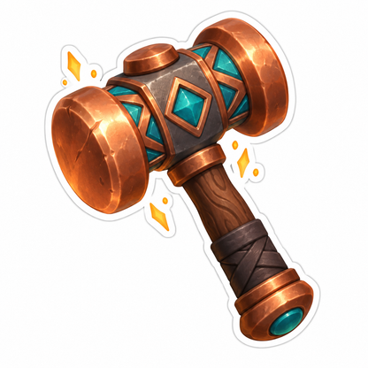 Fantasy Smith Hammer With Copper Head Vinyl Sticker Decal