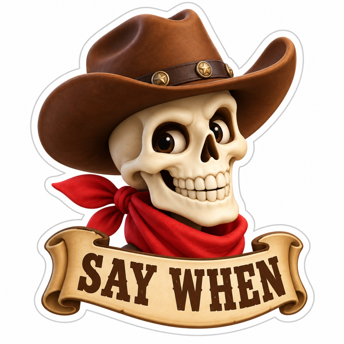 Say When Ivory Brown Vinyl Sticker Decal