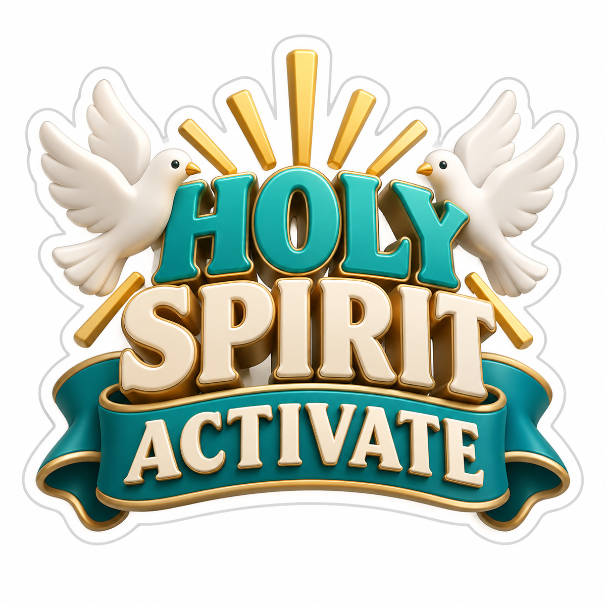 Holy Spirit Activate Teal Cream Vinyl Sticker Decal