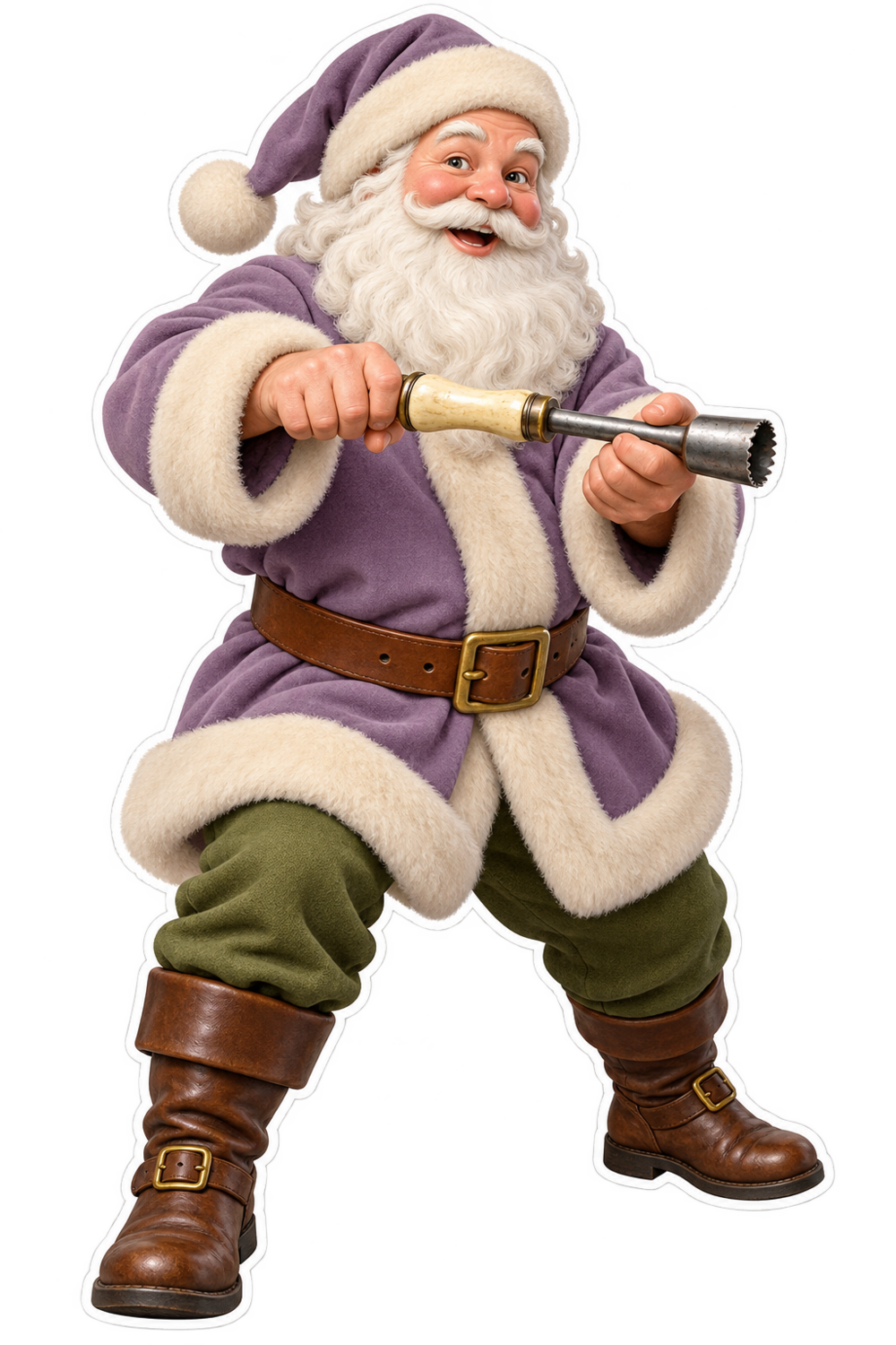 Santa Antique Bone Apple Corer Vinyl Sticker Decal