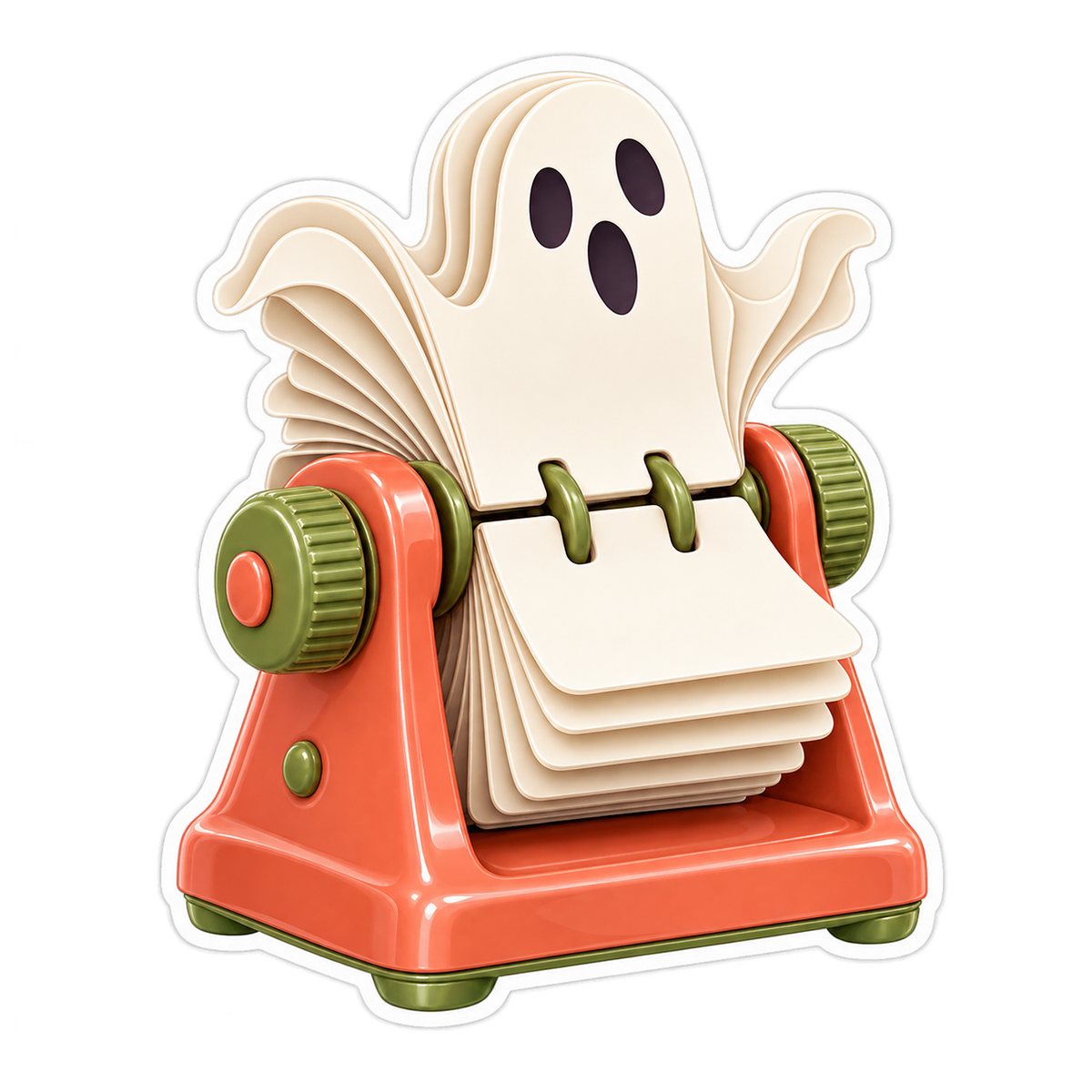 Retro Coral Haunted Rolodex Ghost Index Cards Vinyl Sticker Decal