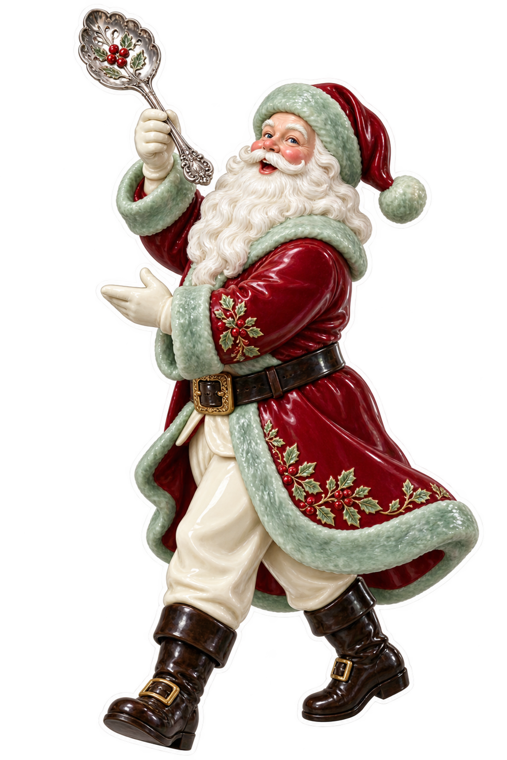 Santa Victorian Silver Berry Spoon Vinyl Sticker Decal