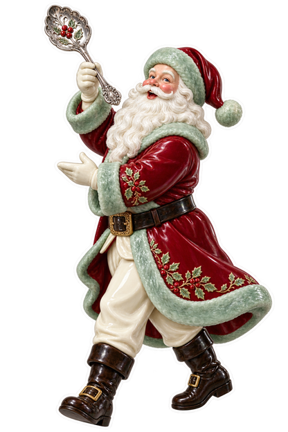 Santa Victorian Silver Berry Spoon Vinyl Sticker Decal