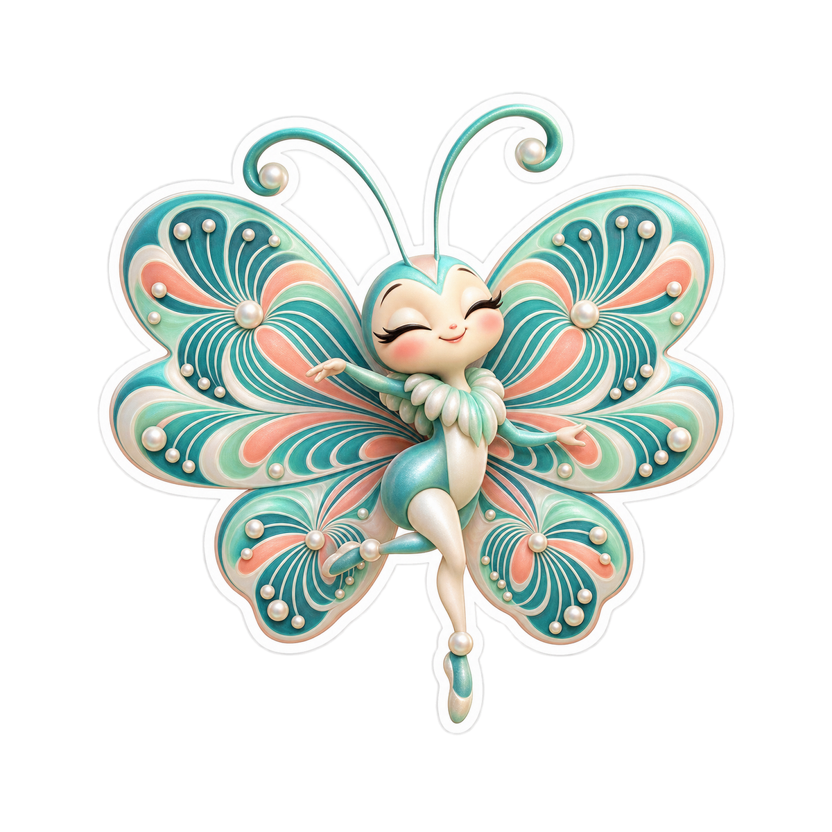 Butterfly Turquoise Iron Filing Rosette Twirl Vinyl Sticker Decal