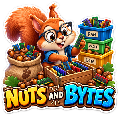 Nuts and Bytes Squirrel Sorting Computer Parts Vinyl Sticker Decal