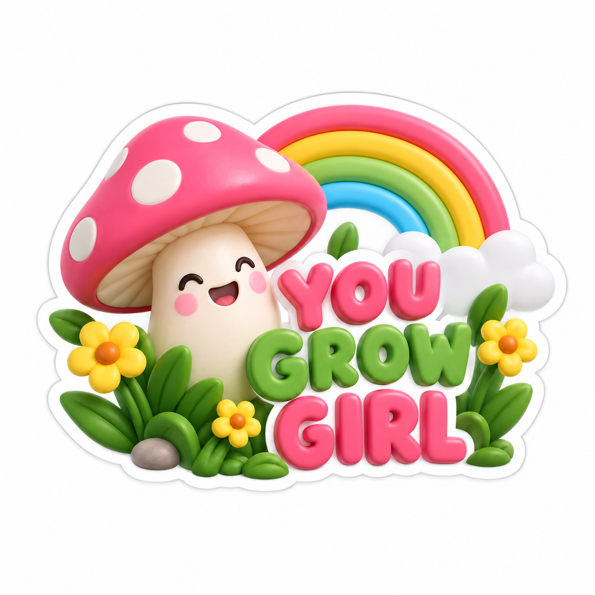 You Grow Girl Pink Yellow Vinyl Sticker Decal
