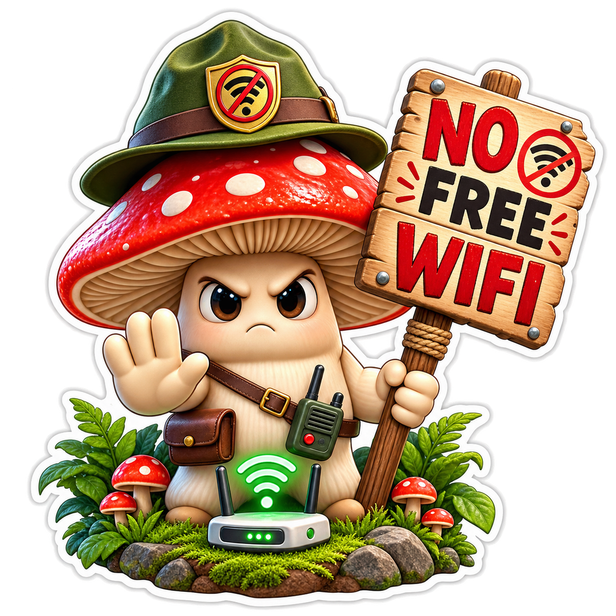 No Free WiFi Mushroom Ranger Vinyl Sticker Decal