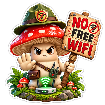 No Free WiFi Mushroom Ranger Vinyl Sticker Decal
