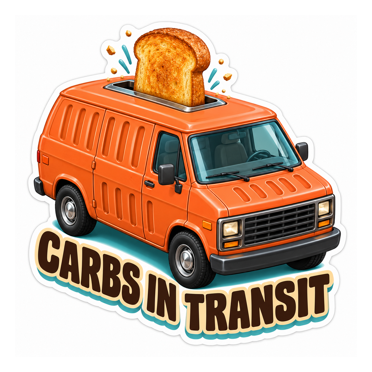 Carbs In Transit Cargo Van Vinyl Sticker Decal
