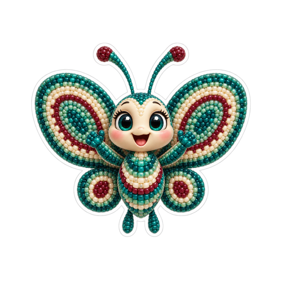 Butterfly Teal Peyote Mosaic Cheer Vinyl Sticker Decal