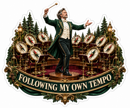 Following My Own Tempo Clock Conductor Vinyl Sticker Decal