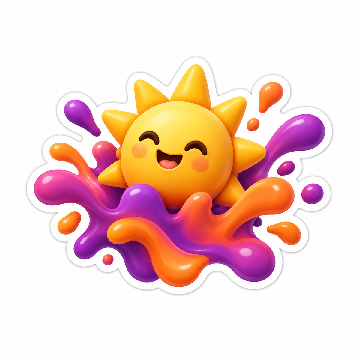 Yellow Sun Coral Purple Orange Paint Burst Vinyl Sticker Decal