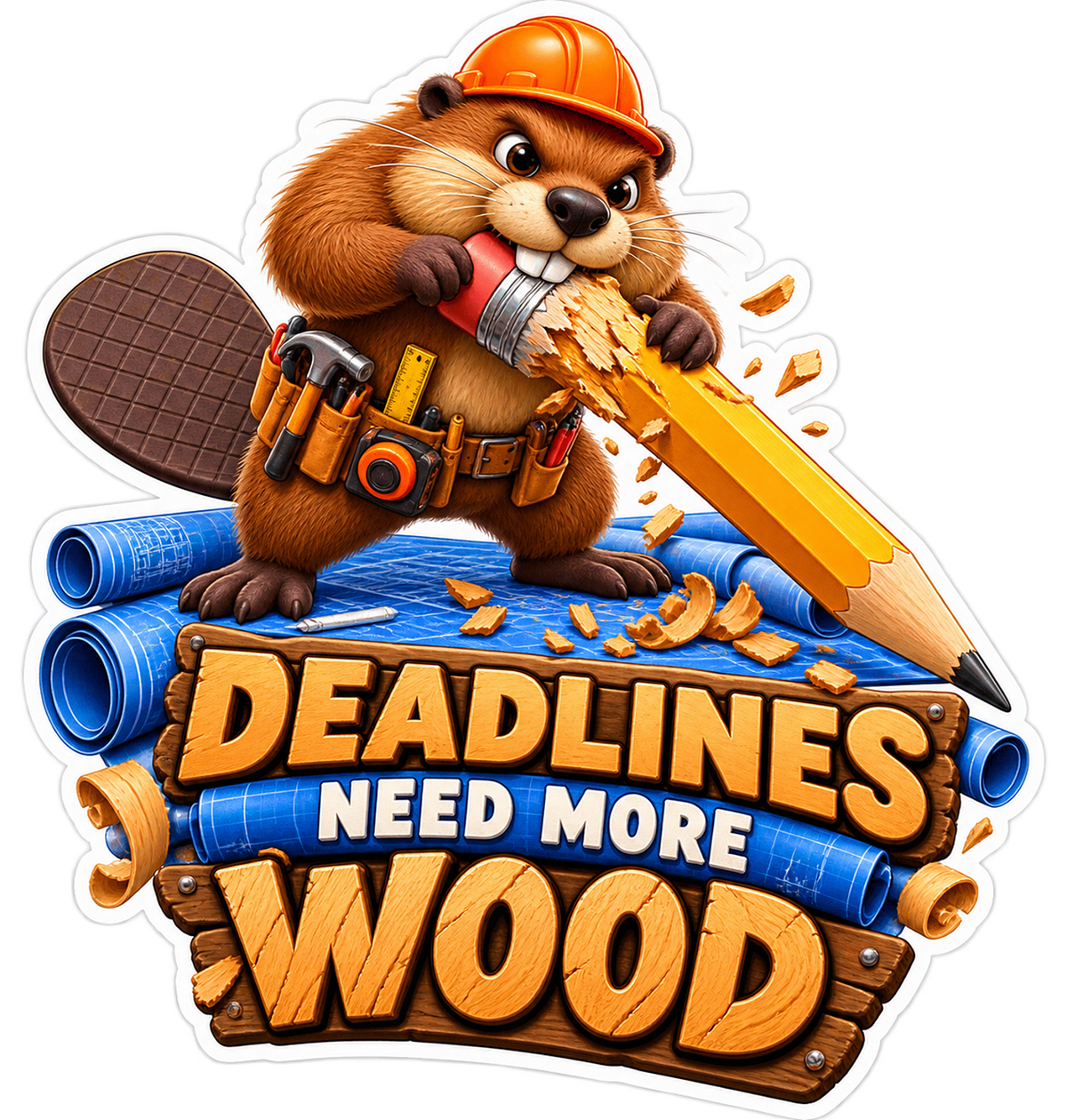 Deadlines Need Wood Beaver Vinyl Sticker Decal