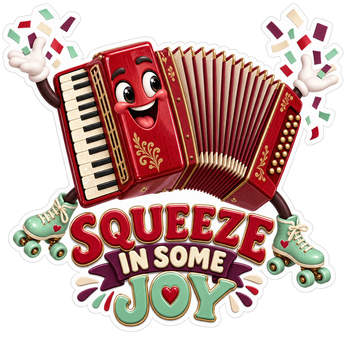 Squeeze in Some Joy Accordion Vinyl Sticker Decal