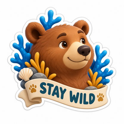Gentle Brown Bear Head Vinyl Sticker Decal