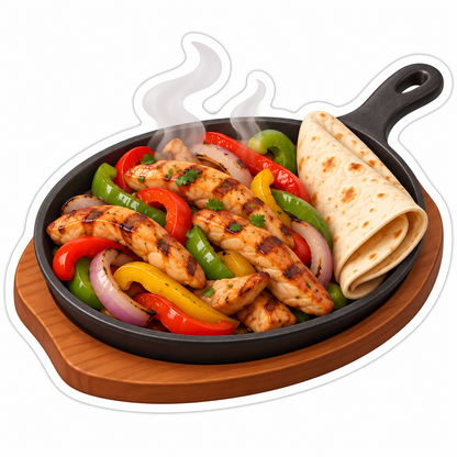 Sizzling Fajita Skillet Vinyl Sticker Decal