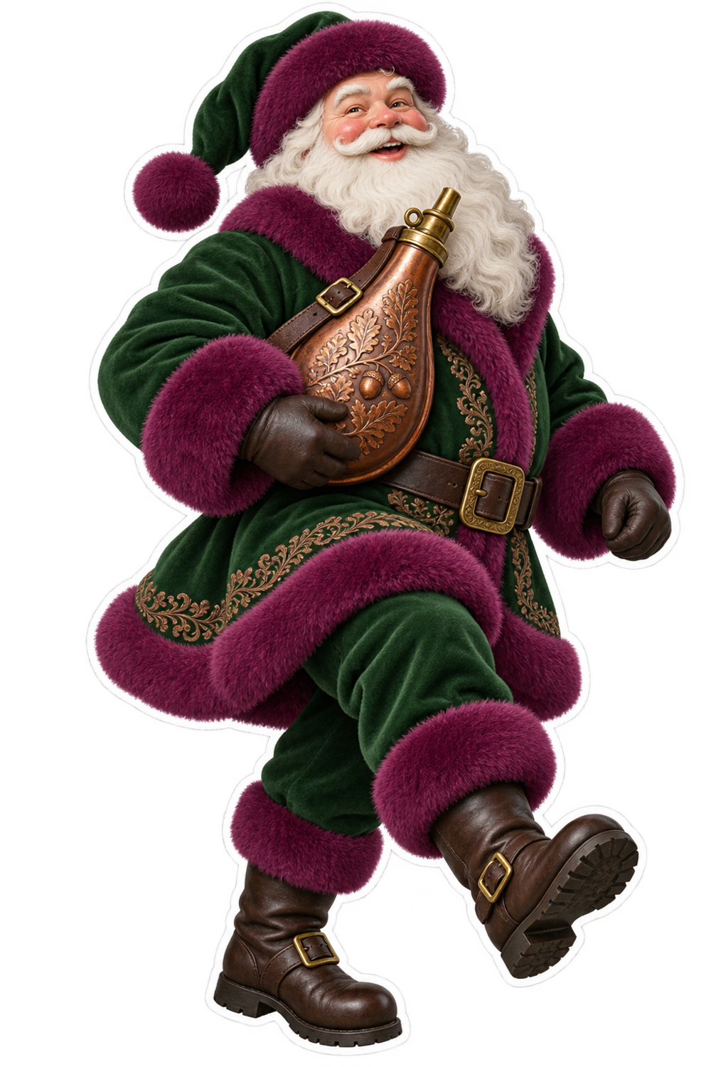 Santa Antique Copper Powder Flask Vinyl Sticker Decal