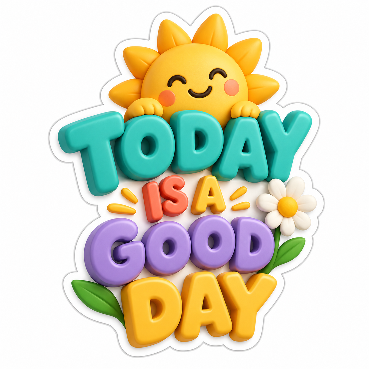 Today Is a Good Day Smiling Sun Daisy Vinyl Sticker Decal