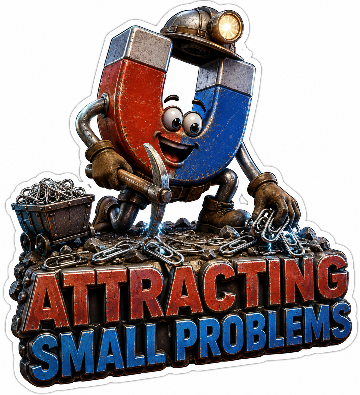 Attracting Small Problems Magnet Miner Vinyl Sticker Decal