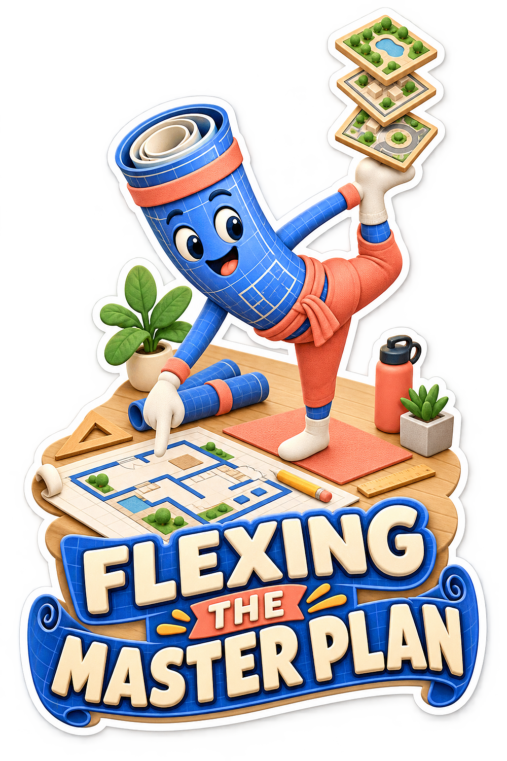 Flexing Master Plan Blueprint Vinyl Sticker Decal