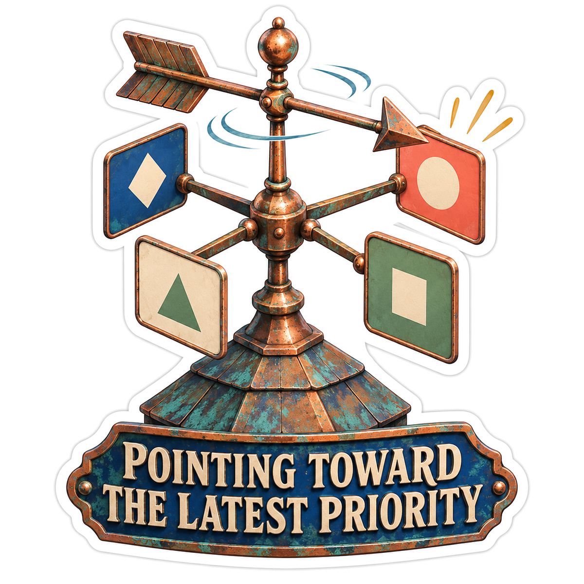 Pointing Latest Priority Weather Vane Vinyl Sticker Decal