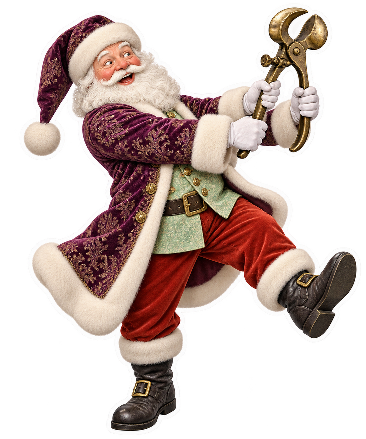 Santa Antique Brass Toe Cap Crimper Vinyl Sticker Decal