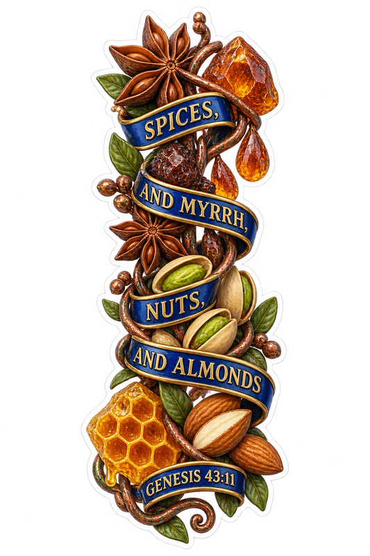 Bible Genesis 43 11 Spices Myrrh Nuts Almonds Vinyl Sticker Decal